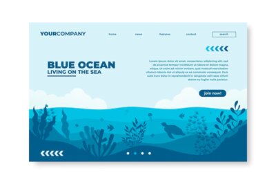 Free Vector | Blue ocean restaurant landing page