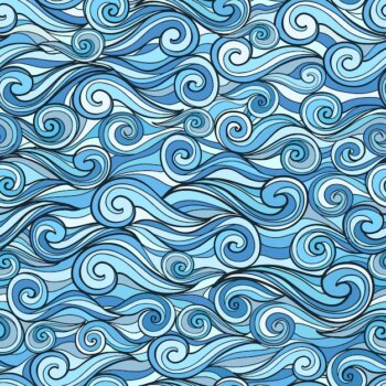 Free Vector | Blue sea waves seamless pattern vector illustration for design