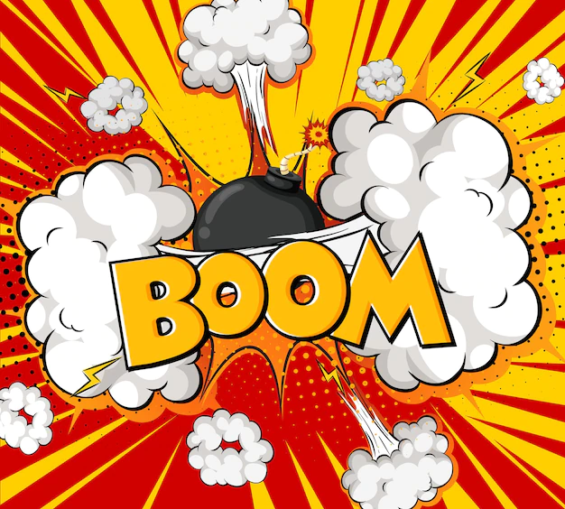 Free Vector | Boom wording comic speech bubble on burst