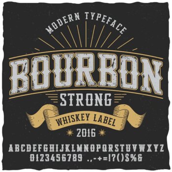 Free Vector | Bourbon whiskey typeface poster to use in any vintage style labels
