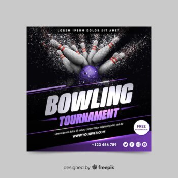 Free Vector | Bowling tournament sport banner
