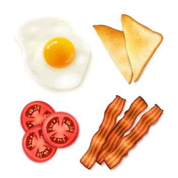 Free Vector | Breakfast food 4 top view icons