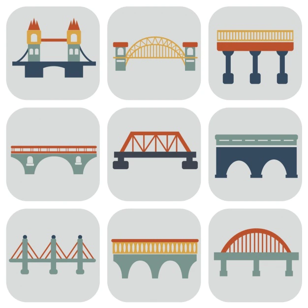 Free Vector | Bridges icons collection