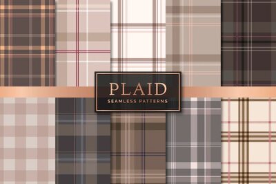 Free Vector | Brown plaid seamless patterned background vector set