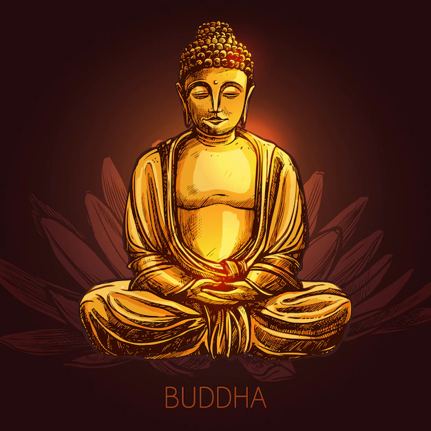 Free Vector | Buddha on lotus flower illustration