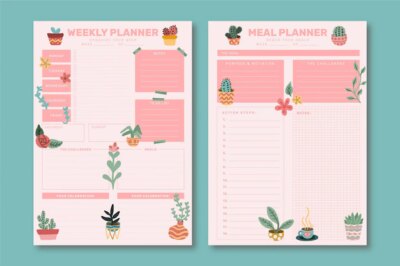 Free Vector | Bullet journal weekly planner template