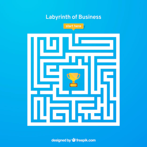 Free Vector | Business concept with labyrinth and worker