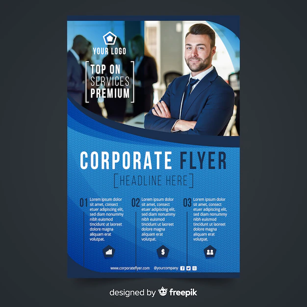 Free Vector | Business flyer template with photo