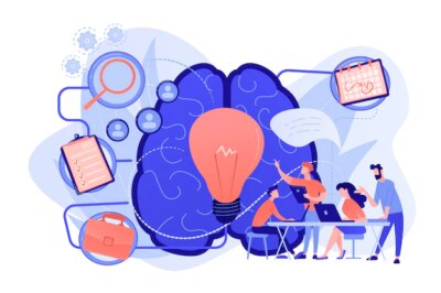 Free Vector | Business team working on project. project management, business analysis and planning, brainstorming and research, consulting and motivation concept. vector isolated illustration.