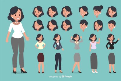 Free Vector | Businesswoman set with different postures