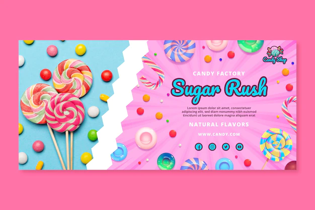 Free Vector | Candy factory banner template