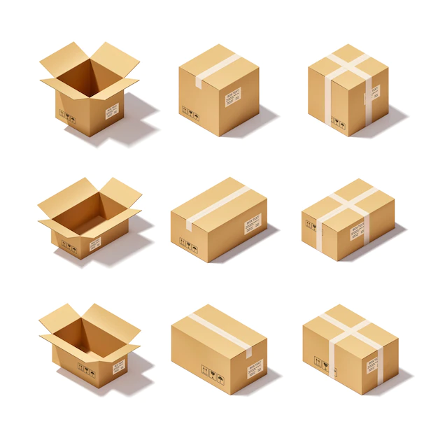 Free Vector | Cardboard box set