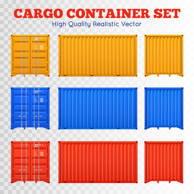 Free Vector | Cargo container transparent set