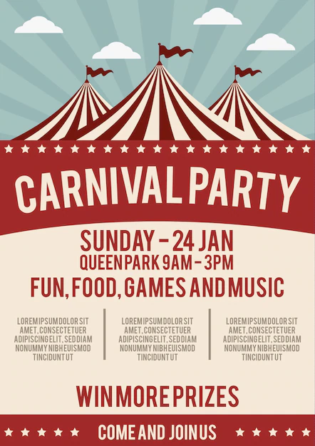 Free Vector | Carnival party poster in retro style