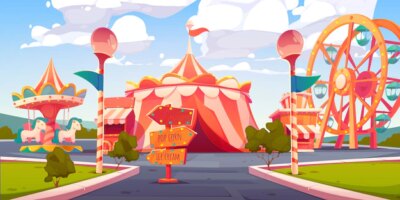Free Vector | Cartoon style carnival funfair background