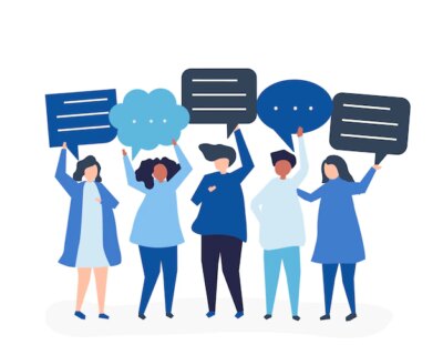 Free Vector | Character illustration of people holding speech bubbles