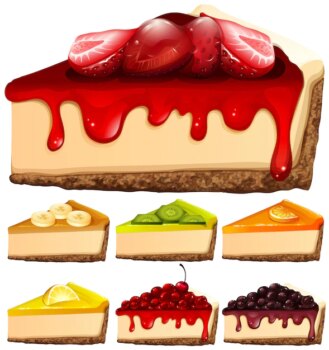 Free Vector | Cheesecake with different toppings