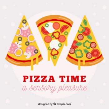 Free Vector | Cheesy pizza slices background