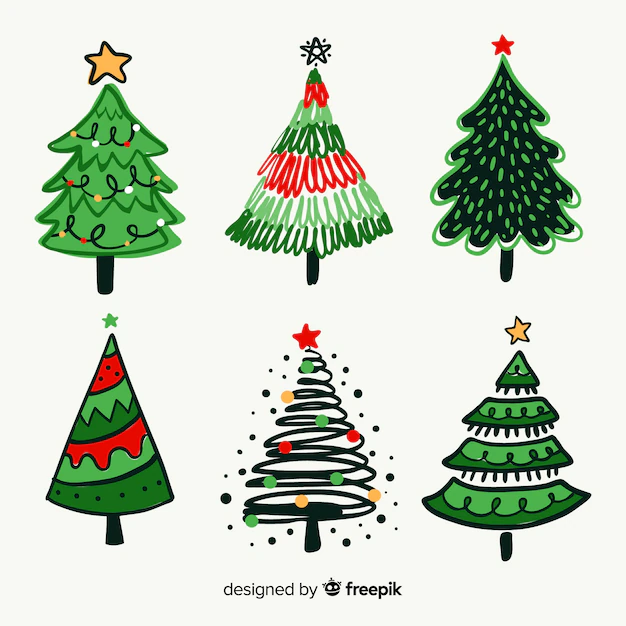 Free Vector | Christmas trees set