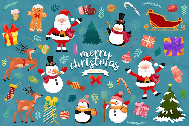 Free Vector | Christmas vector icons new year decoration illustration of xmas christians