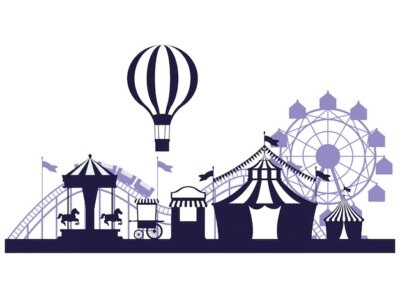 Free Vector | Circus festival fair scenery blue and white colors