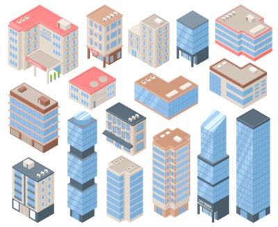 Free Vector | City buildings icon set