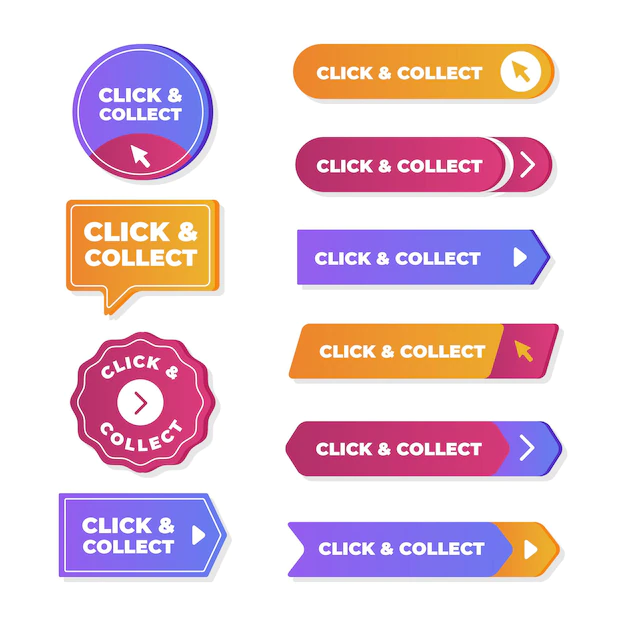 Free Vector | Click and collect buttons set