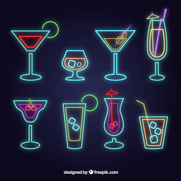 Free Vector | Cocktail collection with neon lights style