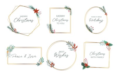 Free Vector | Collection of elegant golden christmas frames