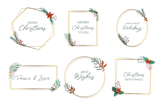 Free Vector | Collection of elegant golden christmas frames