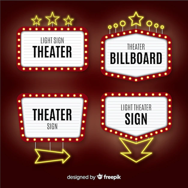Free Vector | Collection of flat theater sign template