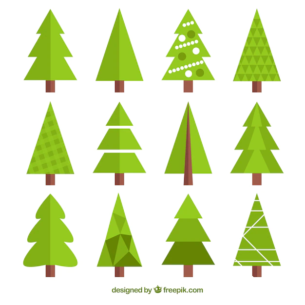 Free Vector | Collection of geometric christmas tree