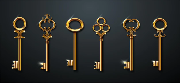 Free Vector | Collection of golden old vintage keys
