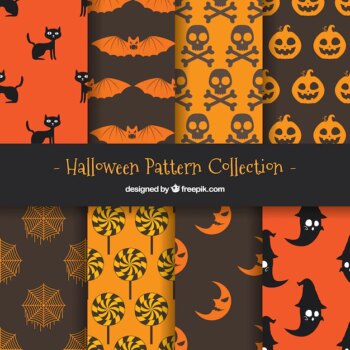 Free Vector | Collection of halloween pattern with elements