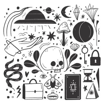 Free Vector | Collection of hand-drawn colorless illustrations