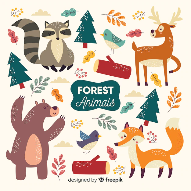 Free Vector | Collection of hand drawn forest animals