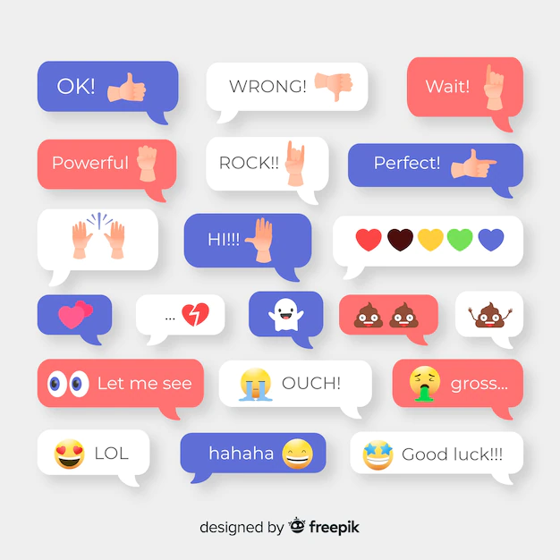 Free Vector | Collection of messages with emojis