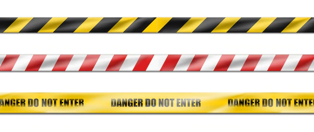 Free Vector | Collection of three   hazard white and red striped ribbon, caution tape of warning signs.