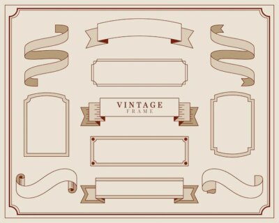 Free Vector | Collection of vintage ornament frame illustration