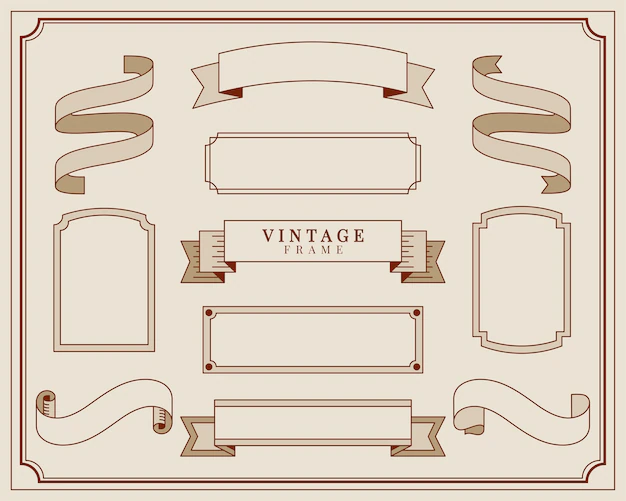 Free Vector | Collection of vintage ornament frame illustration