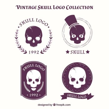 Free Vector | Collection of vintage skull logos