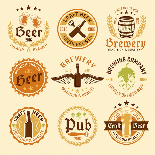 Free Vector | Colored beer emblem set