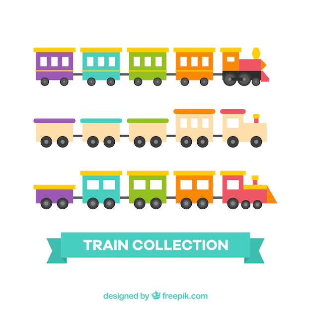 Free Vector | Colored toy train set
