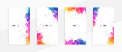 Free Vector | Colorful abstract splatterns banners set of four