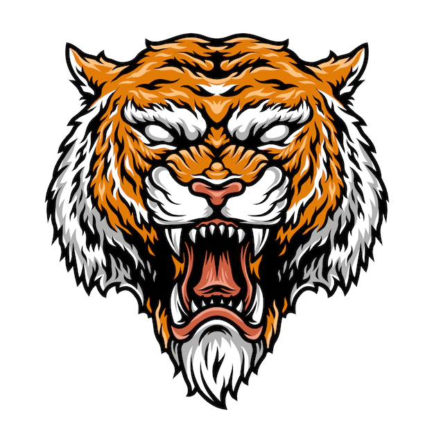 Free Vector | Colorful aggressive strong tiger head