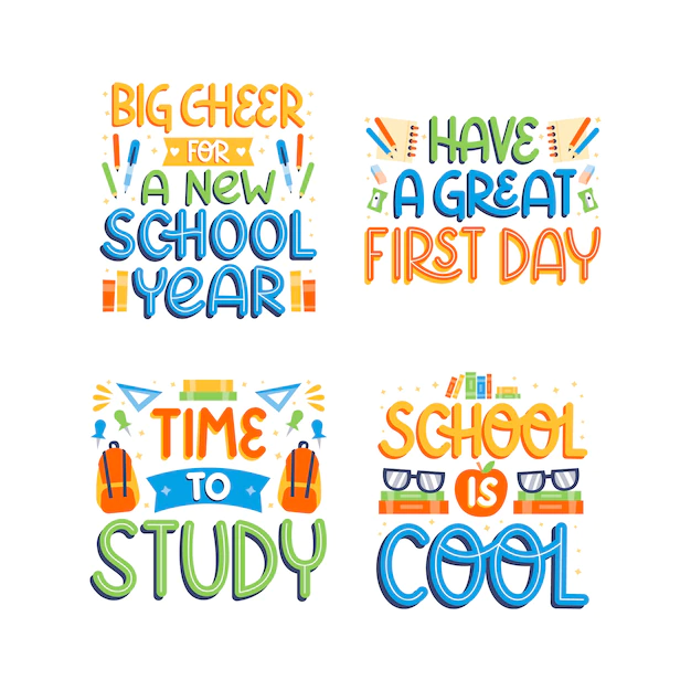 Free Vector | Colorful back to school lettering set