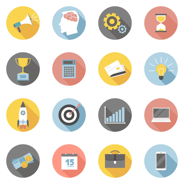 Free Vector | Colorful business icons flat set