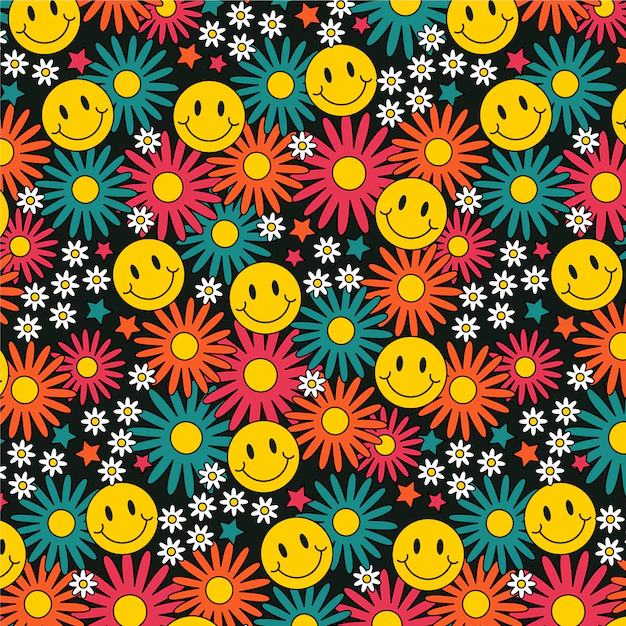 Free Vector | Colorful groovy floral pattern