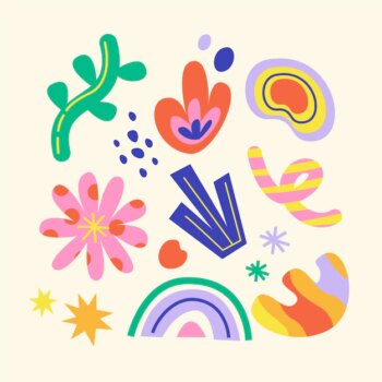Free Vector | Colorful  hand drawn abstract shape pack