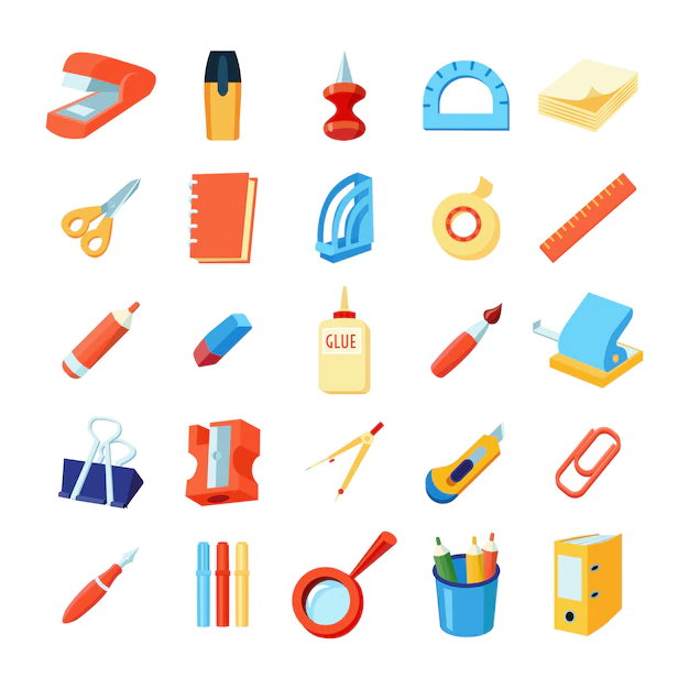Free Vector | Colorful stationery icons set